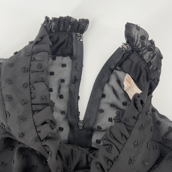 Altar'd State Mini Dress Swiss Dot Ruffle Mock Neck Long Sleeve Black Women XL - Picture 6 of 8